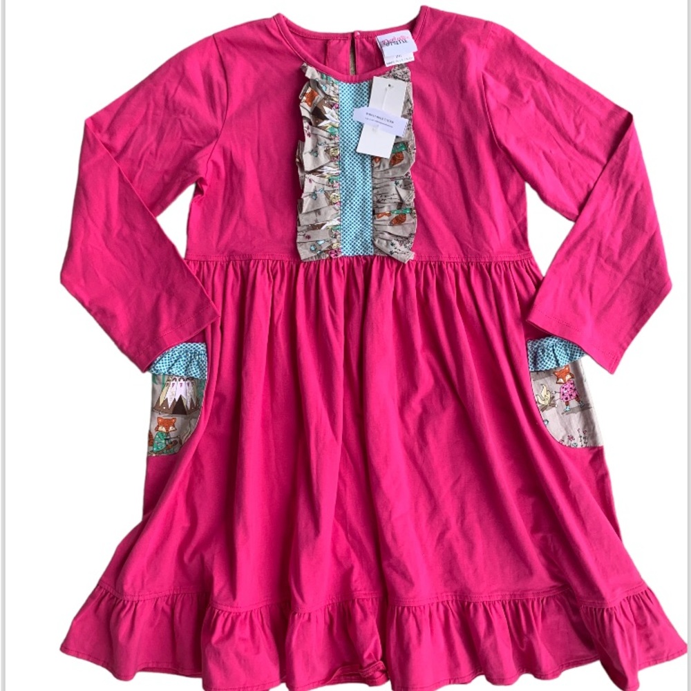 NWT Natalie Grant Girl’s Dress Size 12 Pink with Foxes